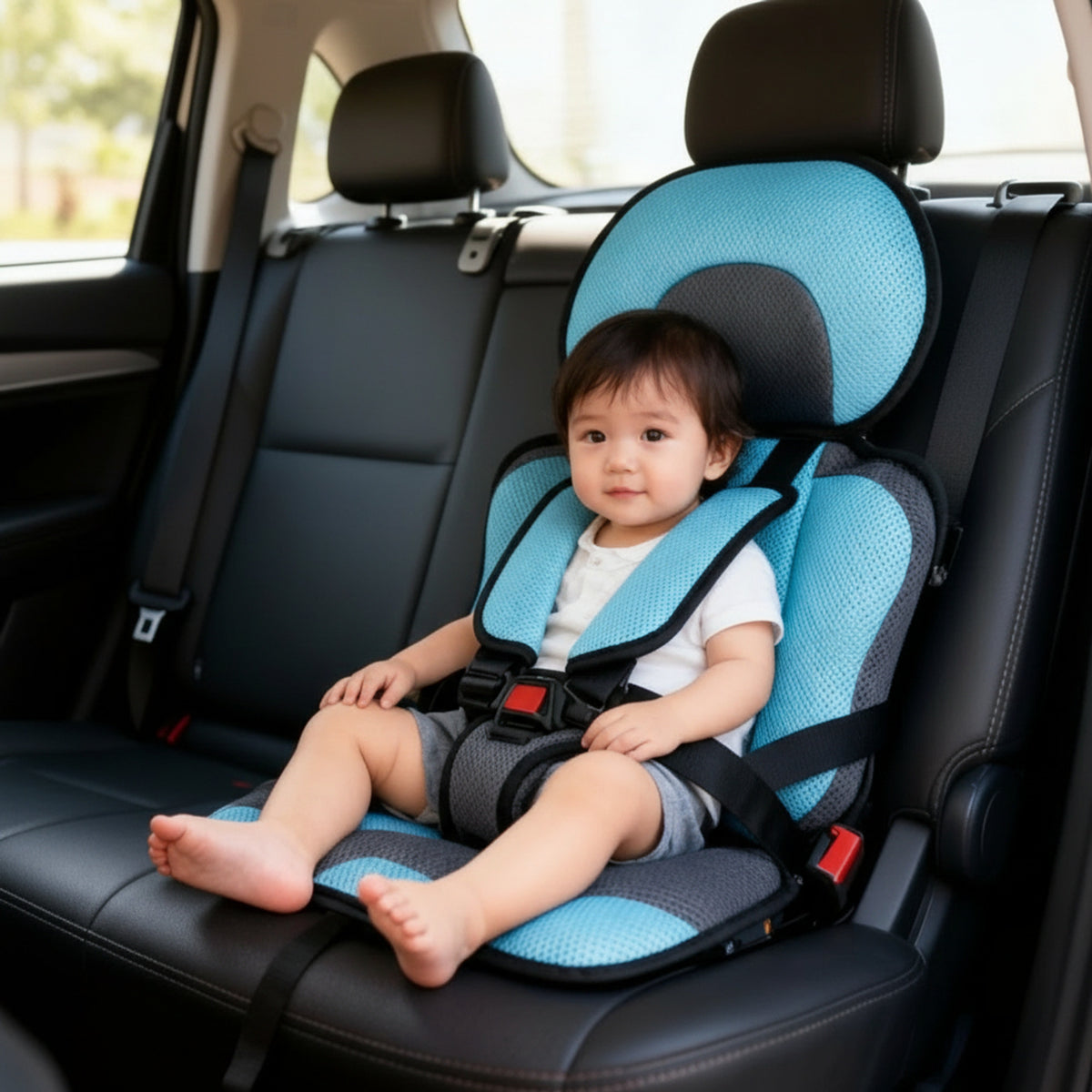 Portable Foldable Child Car Booster Seat For Travel With Safety Harness - Image 7