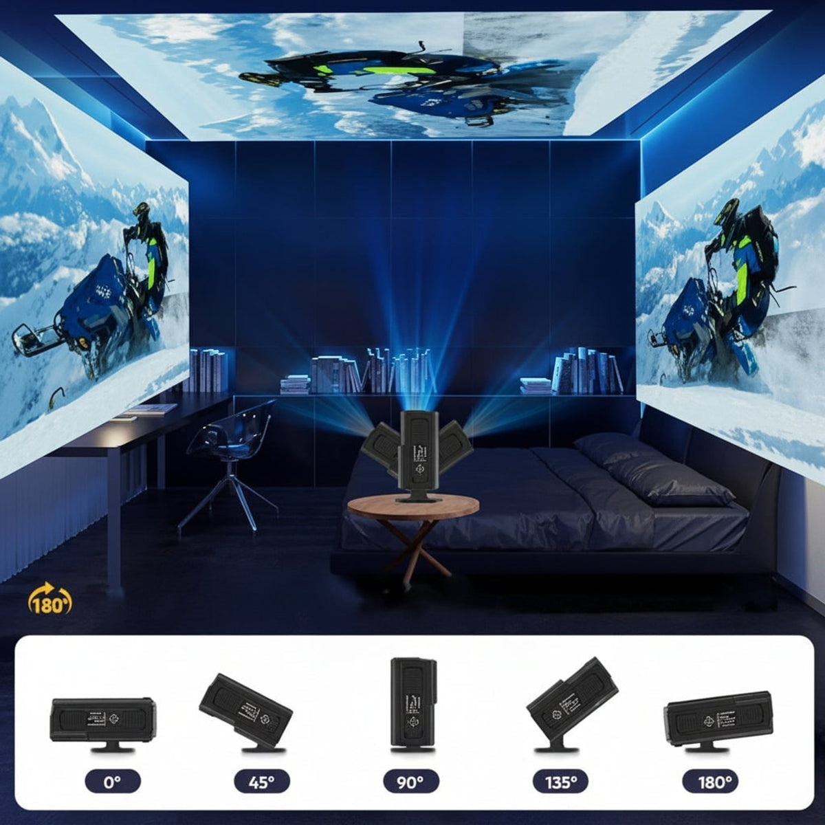 Portable Mini Smart Projector With Rotating Stand 4K Video Input And 150-Inch Display - Image 6