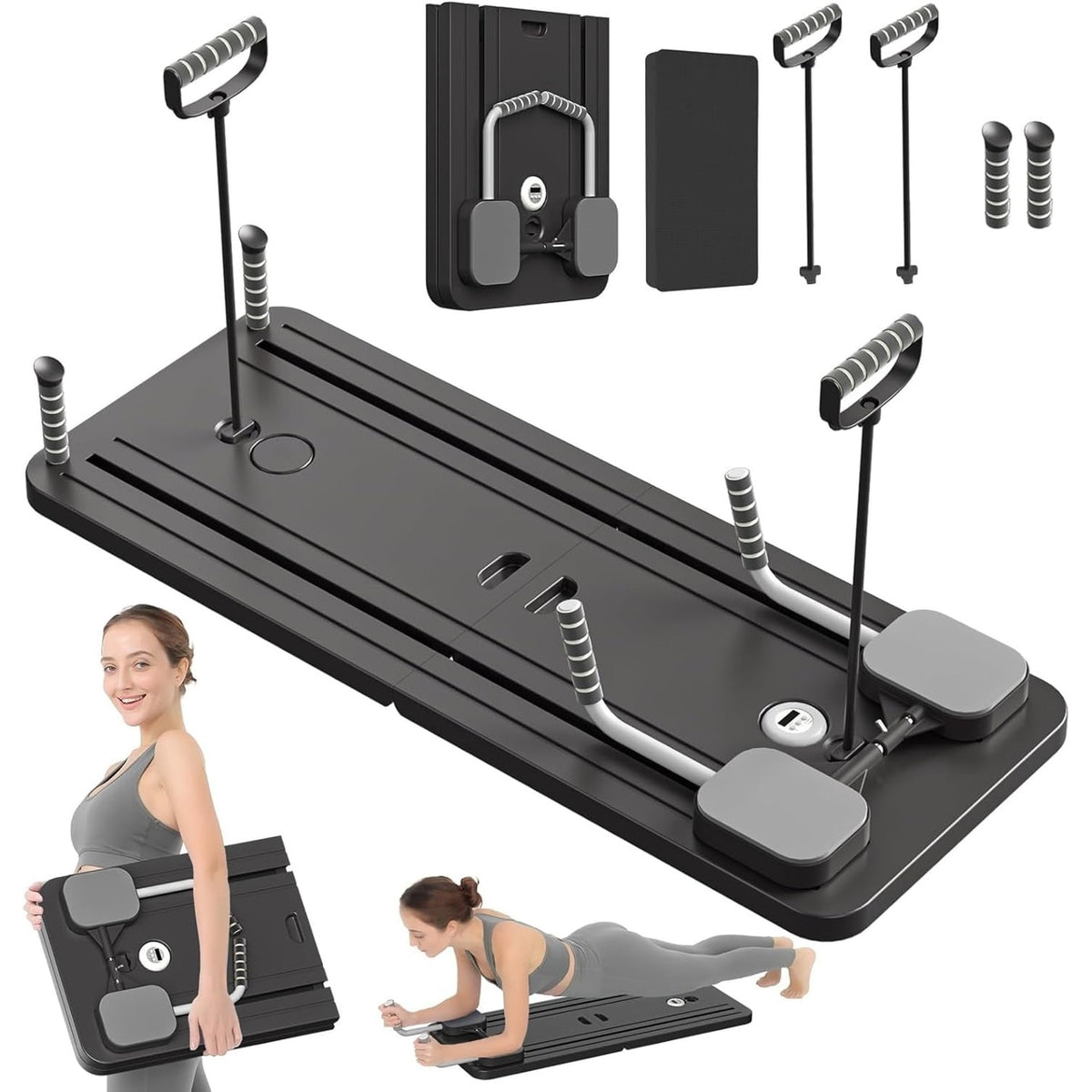 Portable Pilates Reformer Board With Resistance Bands And Phone Holder - Image 4