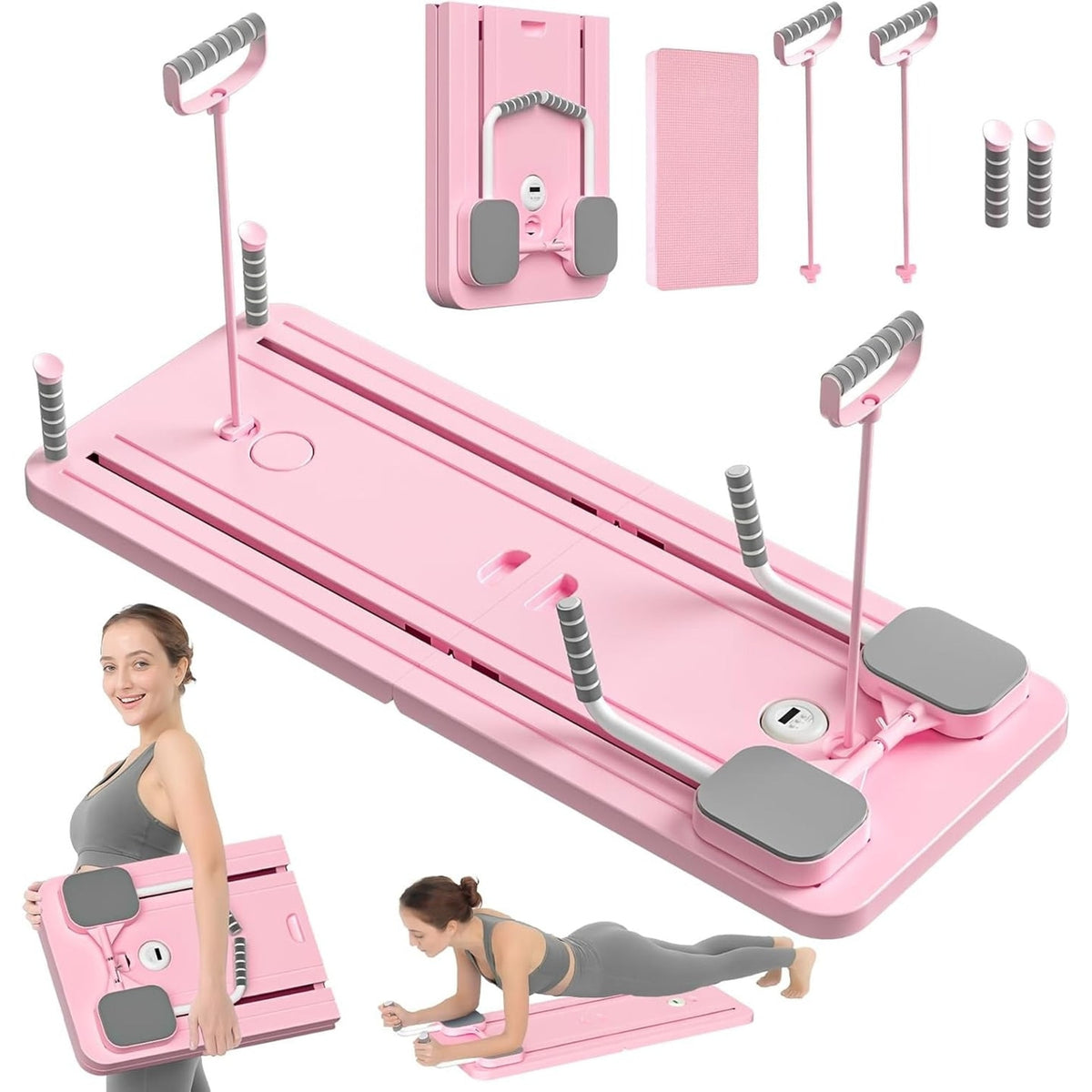 Portable Pilates Reformer Board With Resistance Bands And Phone Holder - Image 5