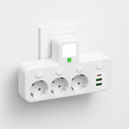 Power Strip With 3 Sockets Overvoltage Protection And Child Safety Lock - Image 1