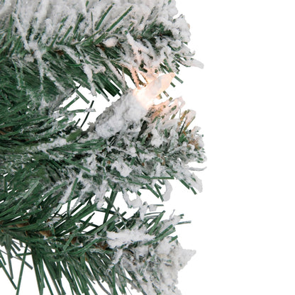 Prelit Flocked White Christmas Wreath - Image 4