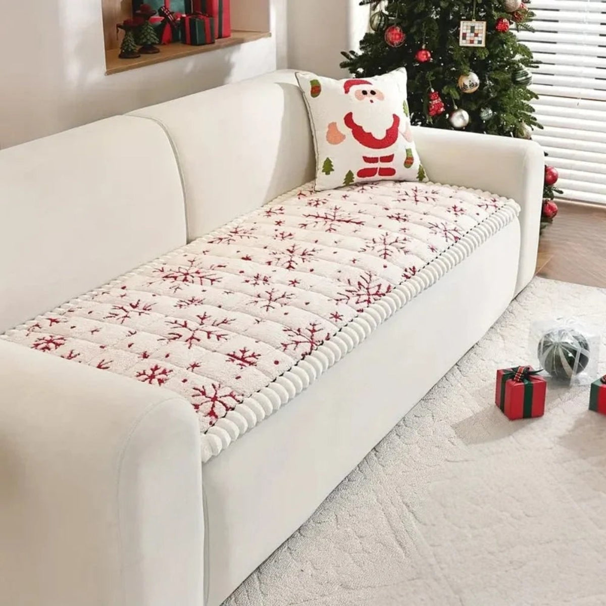 Quilted Christmas Sofa Cushion With Removable Cover - Image 3