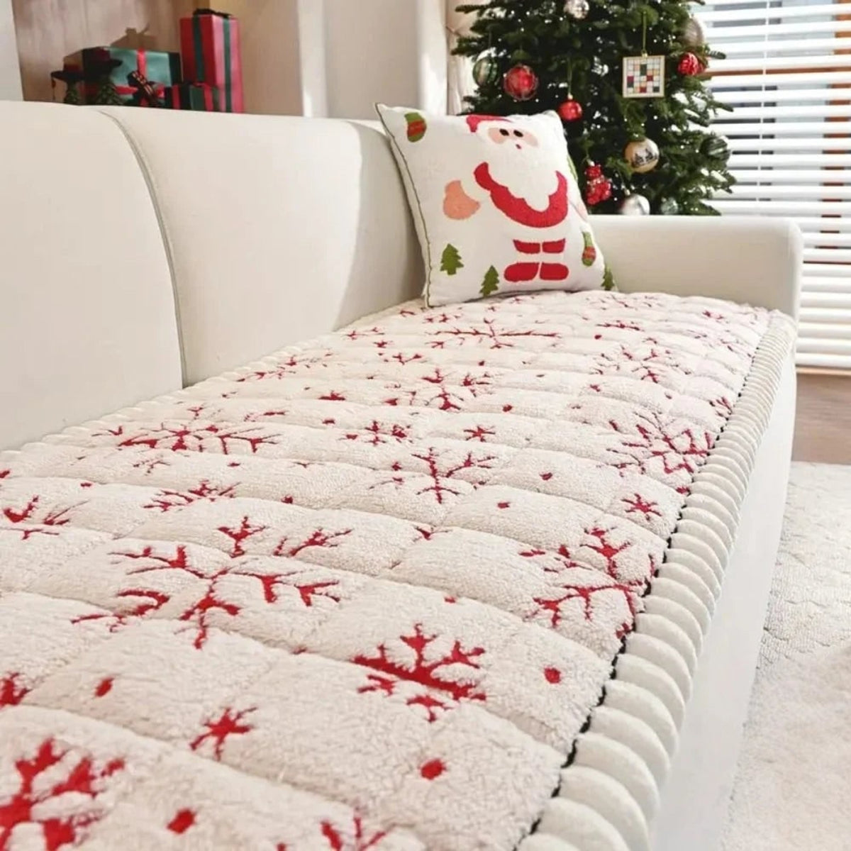 Quilted Christmas Sofa Cushion With Removable Cover - Image 4