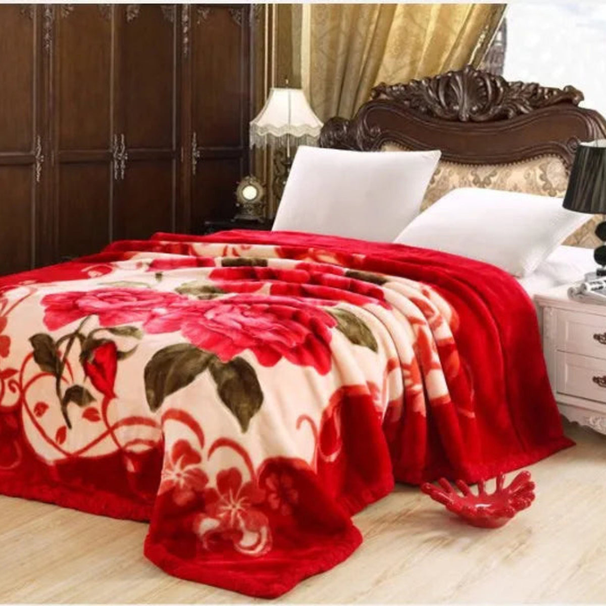 Quilted Plush Weighted Blanket With Floral Pattern - Image 8