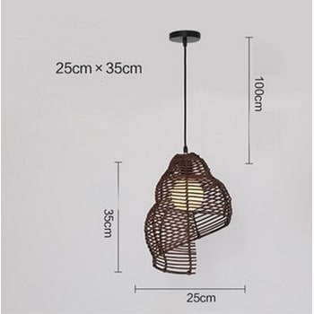 Rattan Pendant Light Snail LED Natural Adjustable - Image 1