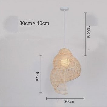 Rattan Pendant Light Snail LED Natural Adjustable - Image 4
