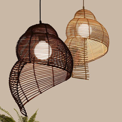 Rattan Snail-Shaped Pendant Light With Adjustable Height - Image 5