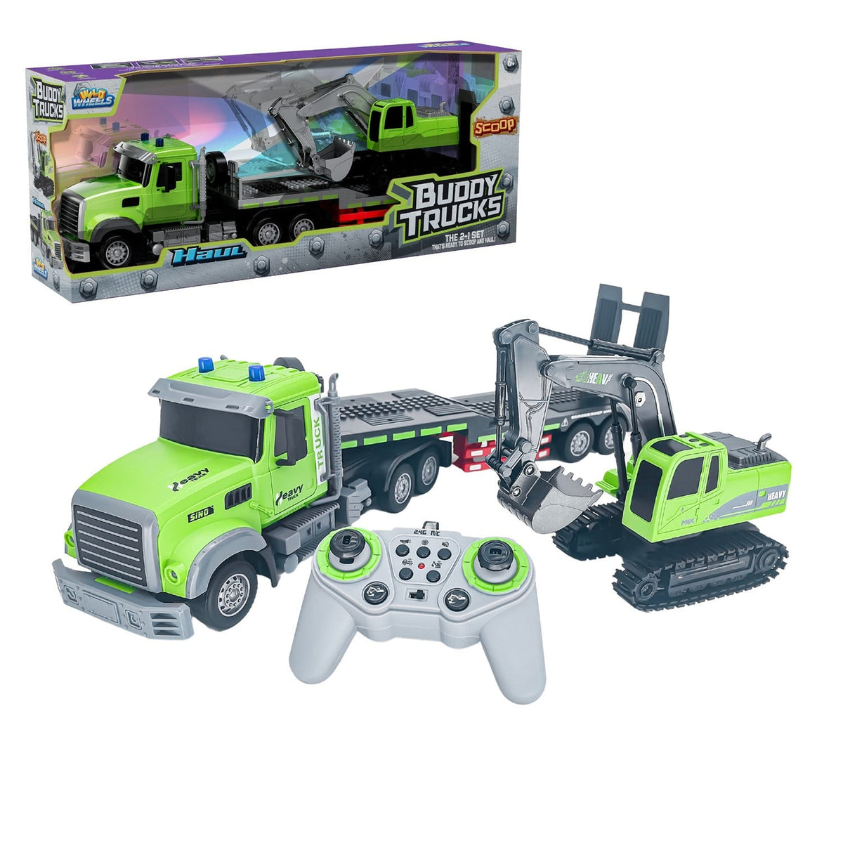 RC Construction Set With Detachable Trailer And Die-Cast Metal Digger For Kids - Image 5