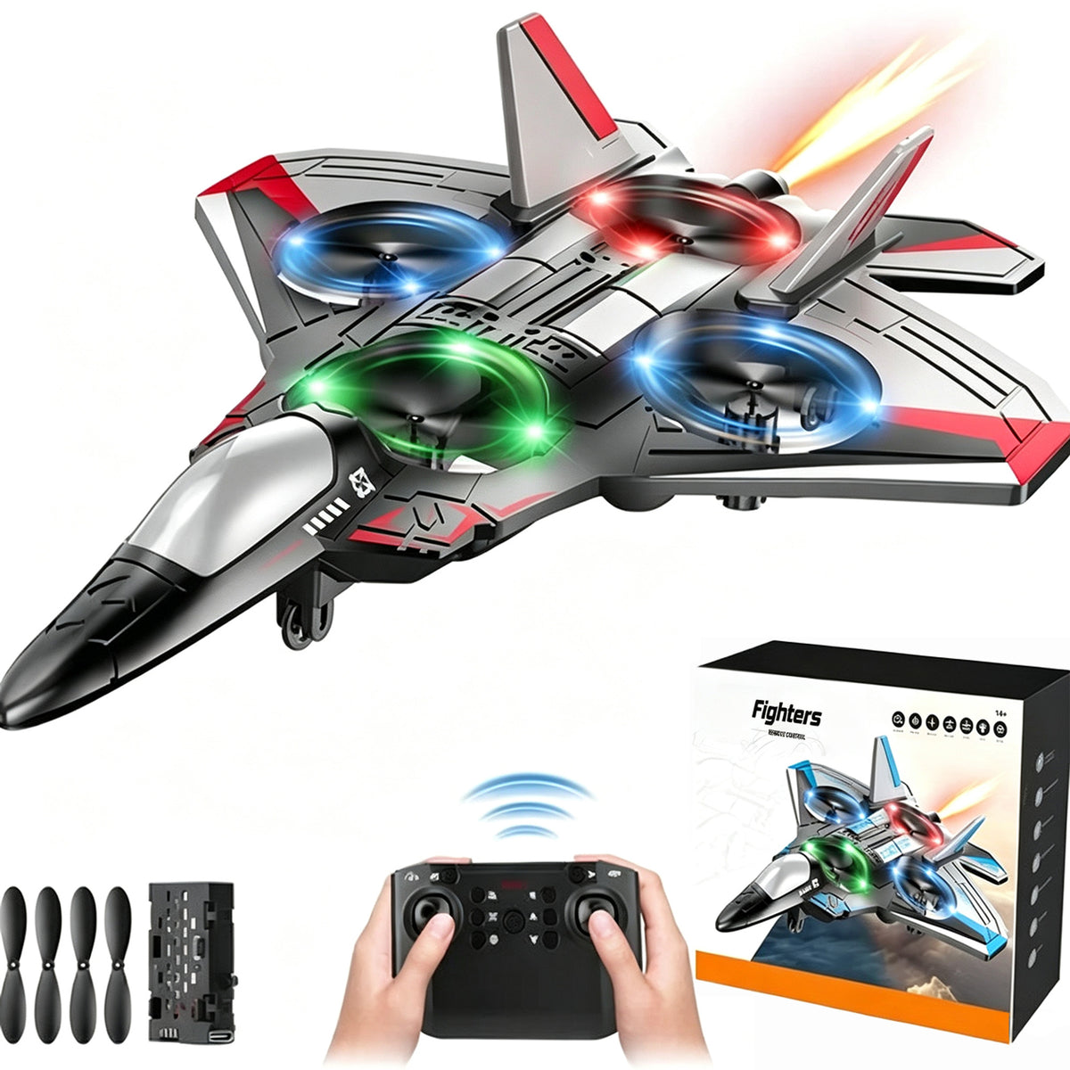 RC Fighter Jet With 360° Loops LED Lights & Impact-Resistant Body - Image 7