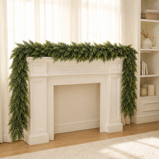 Real Touch 6ft Artificial Cedar Garland Full Lush Faux Cedar For Mantle & Stair Rail - Image 4