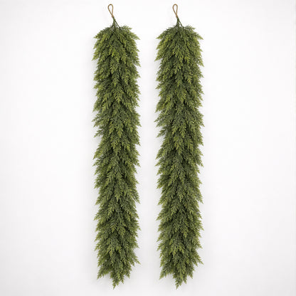 Real Touch 6ft Artificial Cedar Garland Full Lush Faux Cedar For Mantle & Stair Rail - Image 6