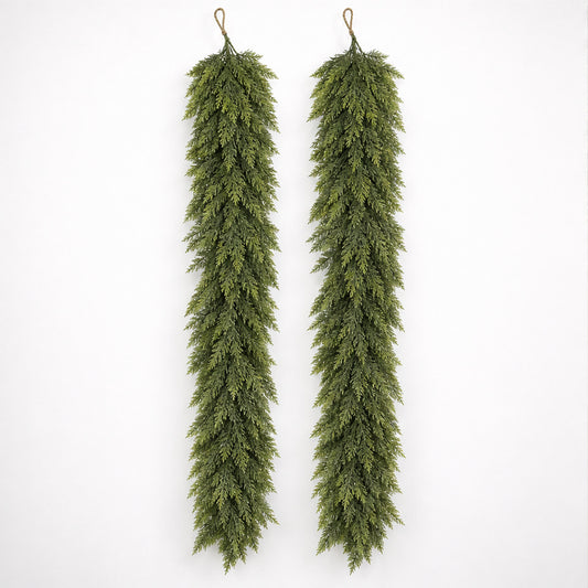 Real Touch 6ft Artificial Cedar Garland Full Lush Faux Cedar For Mantle & Stair Rail - Image 6