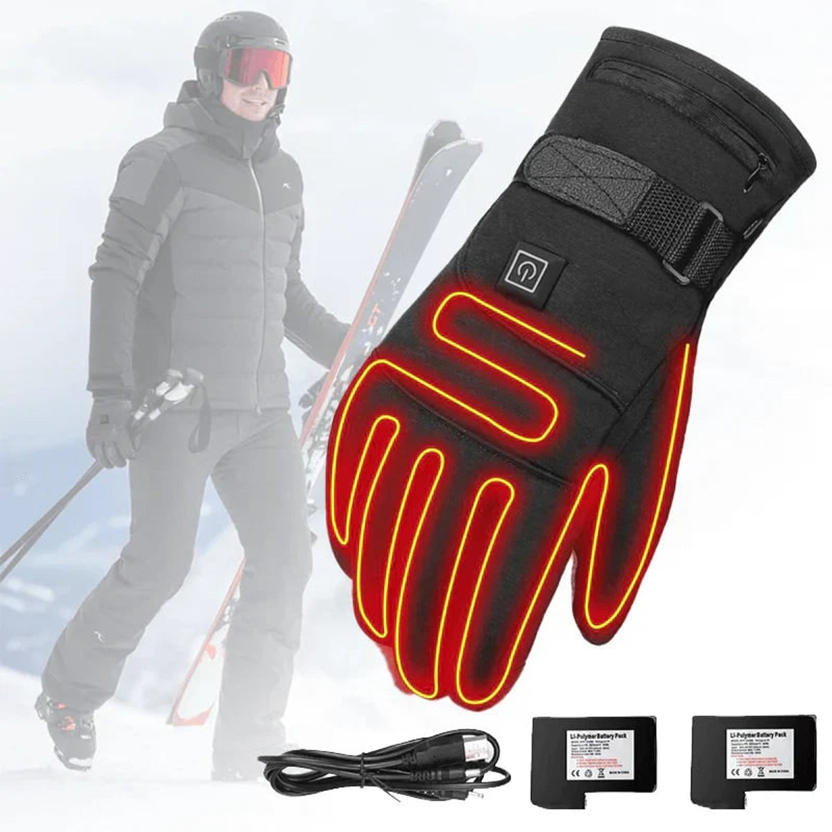 Rechargeable Heated Gloves Adjustable Winter Mittens Touch-Sensitive - Image 6