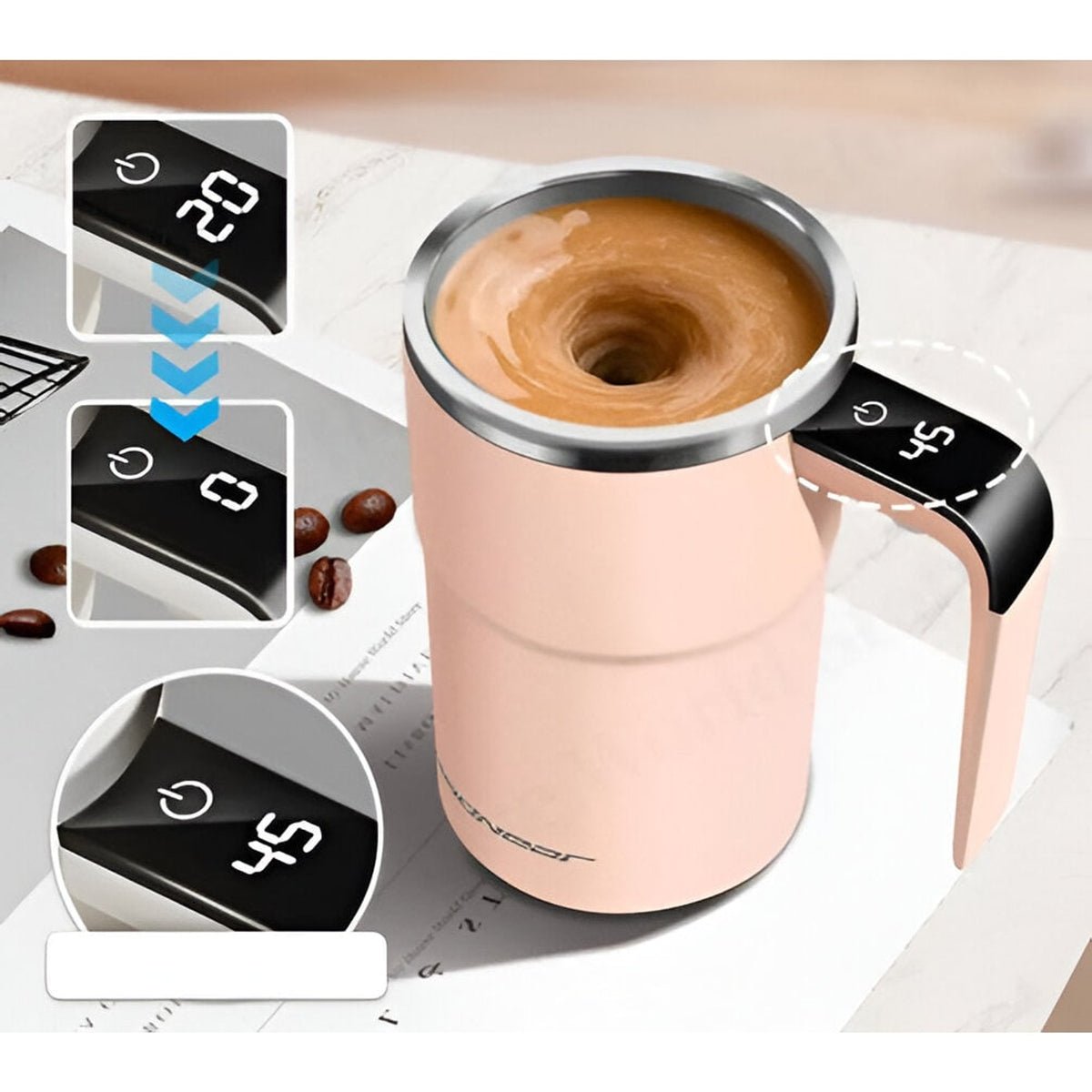 Rechargeable Stirring Mug With LED Temperature Display And Concealed Charging Port - Image 6