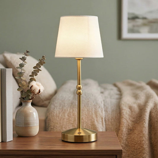 Rechargeable Table Lamp With Dimmable Touch Control And Fabric Shade - Image 1