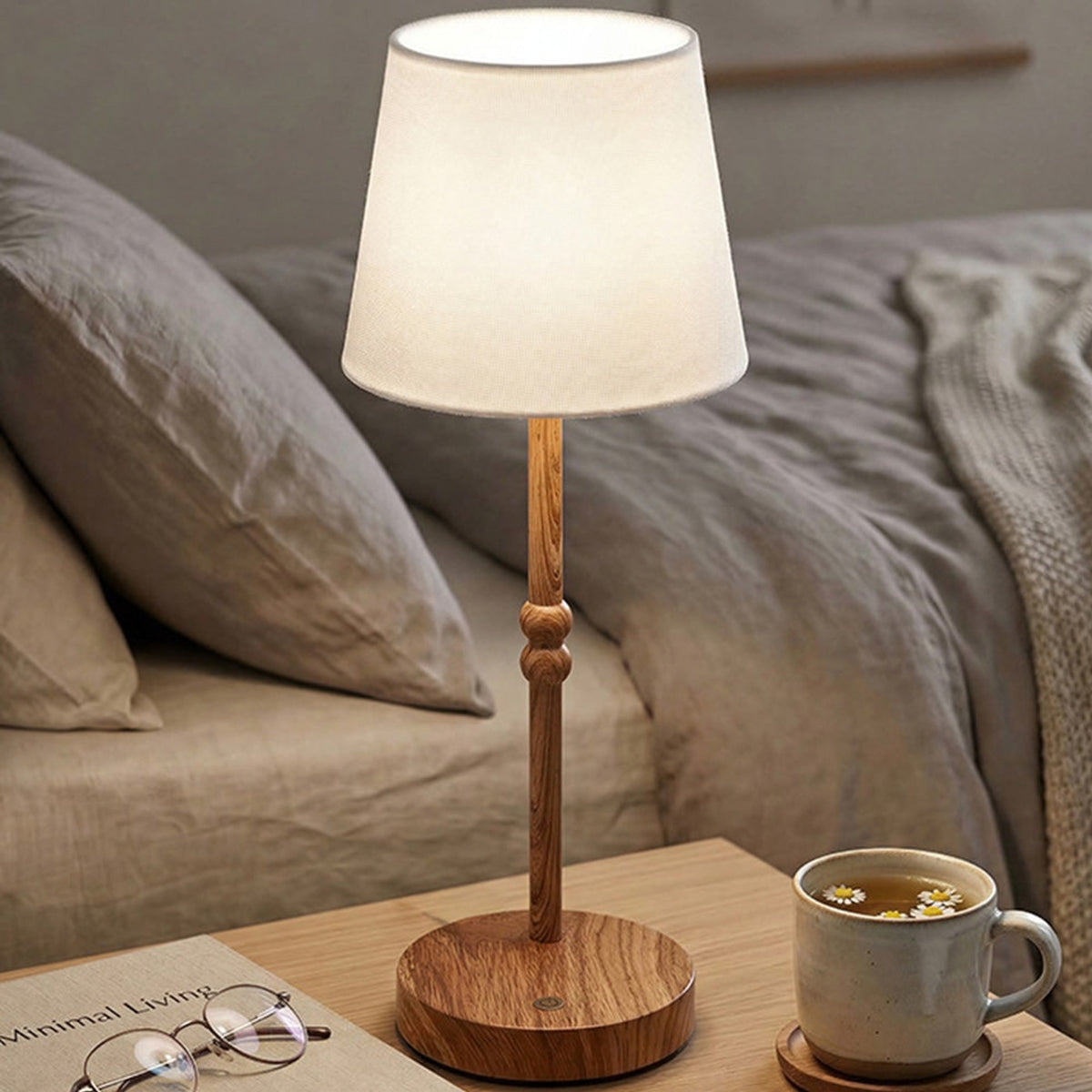 Rechargeable Table Lamp With Dimmable Touch Control And Fabric Shade - Image 9