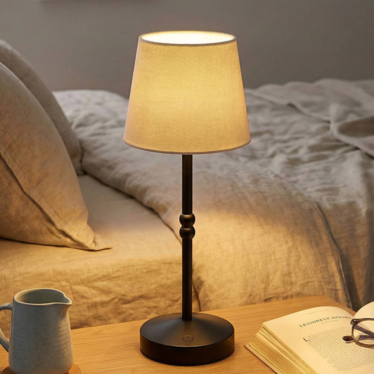 Rechargeable Table Lamp With Dimmable Touch Control And Fabric Shade - Image 6