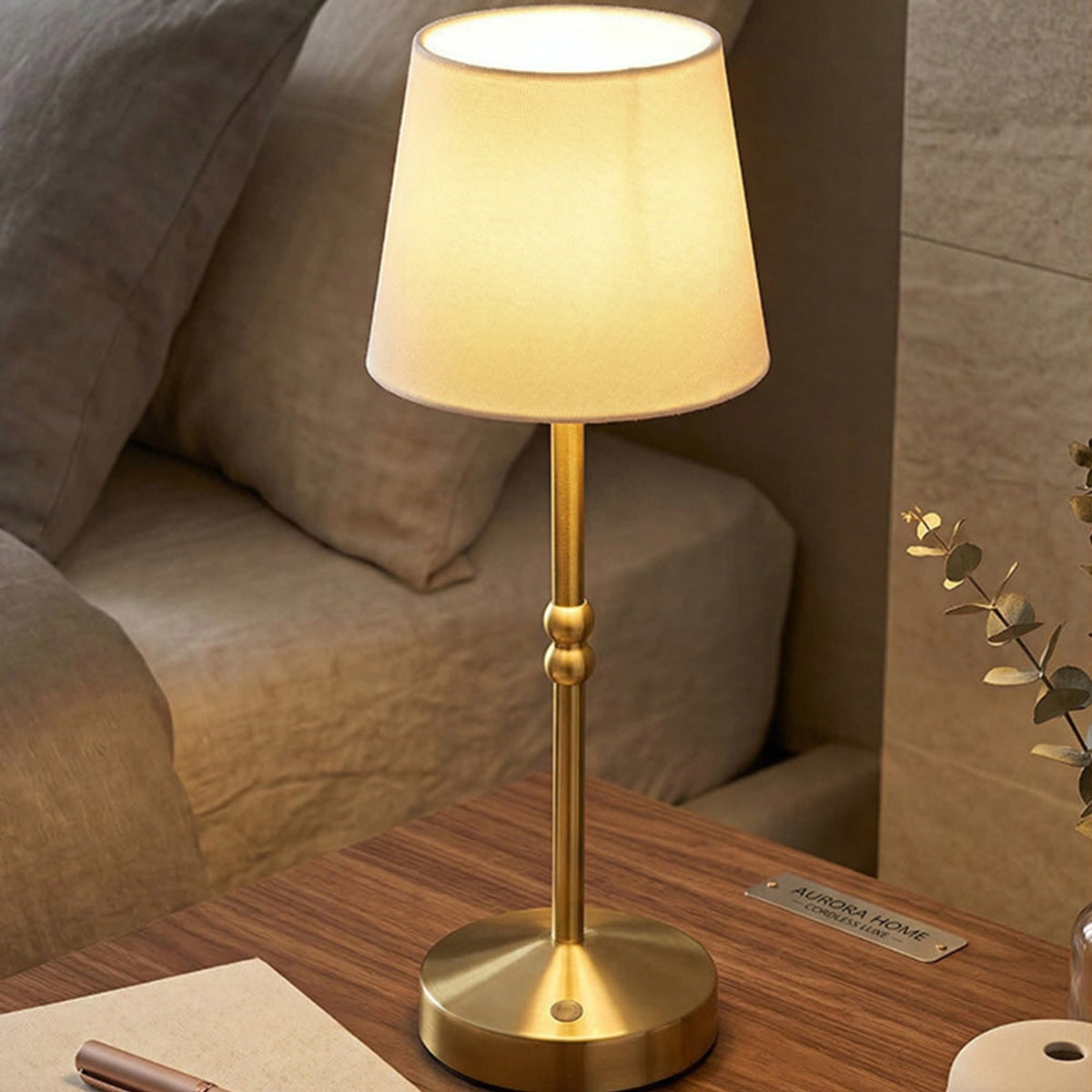 Rechargeable Table Lamp With Dimmable Touch Control And Fabric Shade - Image 2