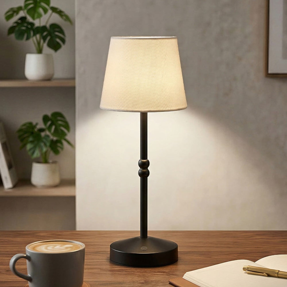 Rechargeable Table Lamp With Dimmable Touch Control And Fabric Shade - Image 5