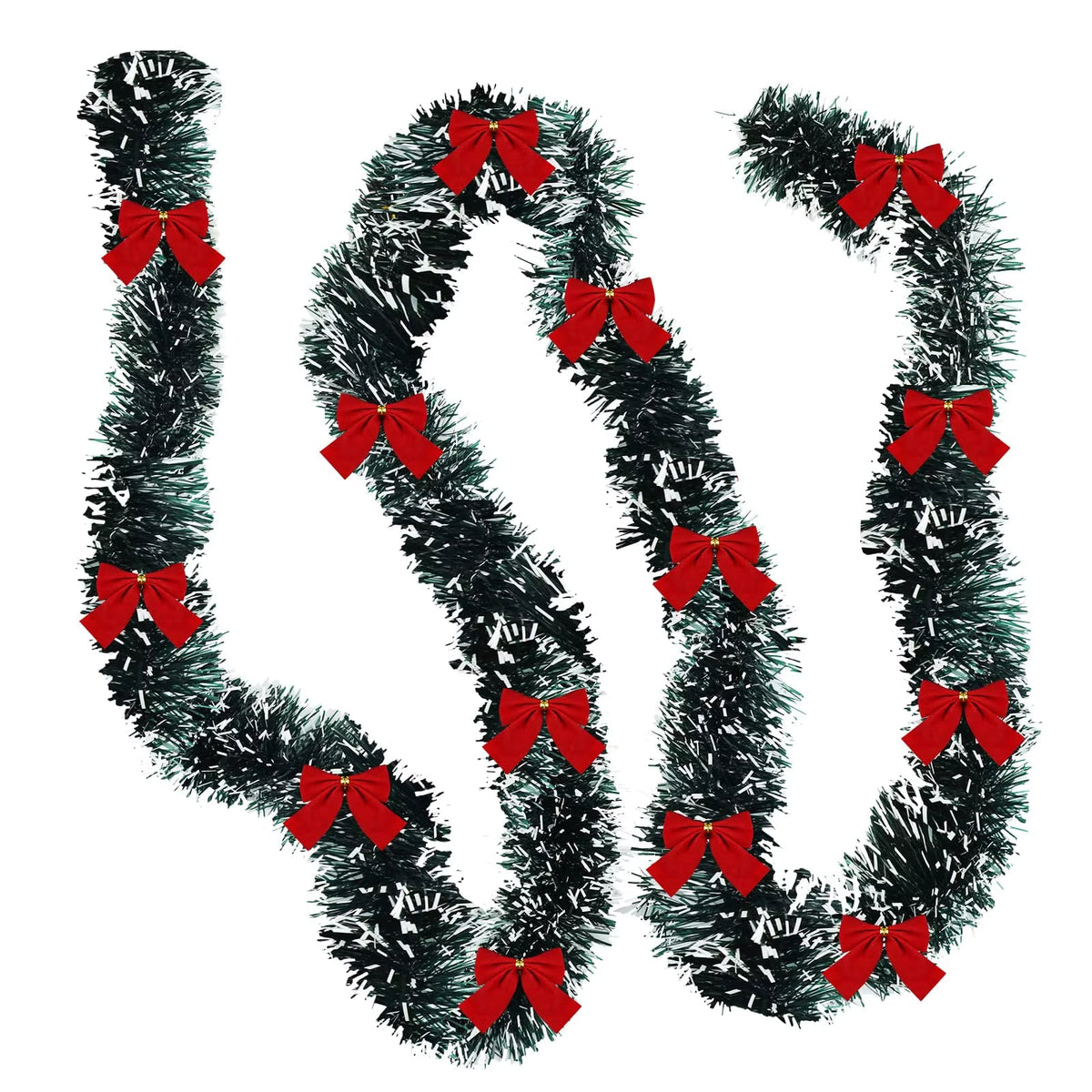 Red Ribbon Christmas Garland 2m 4m 8m Tinsel Decoration - Image 1