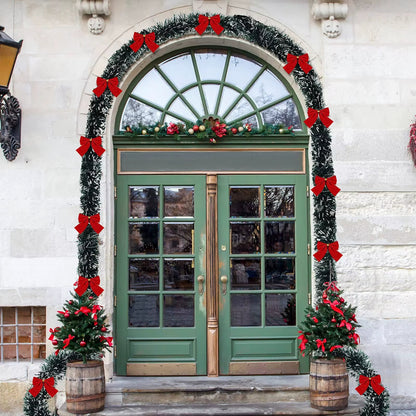 Red Ribbon Christmas Garland 2m 4m 8m Tinsel Decoration - Image 4
