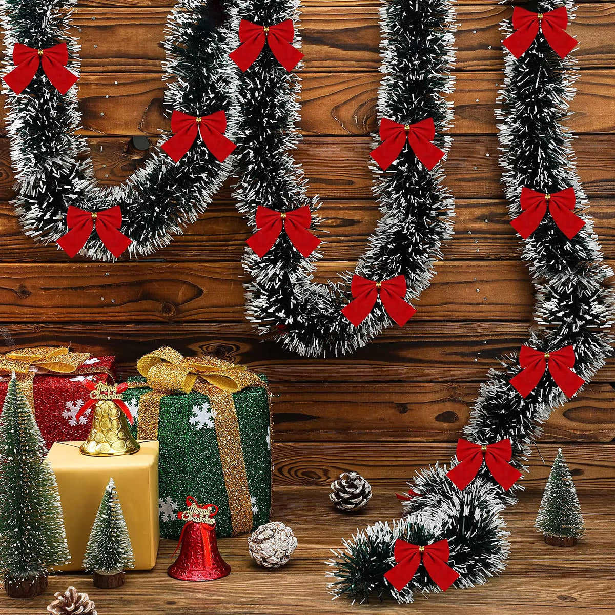 Red Ribbon Christmas Garland 2m 4m 8m Tinsel Decoration - Image 5