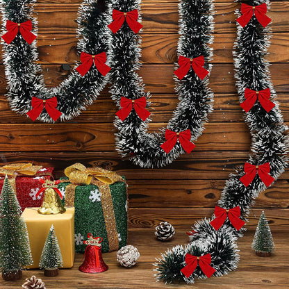 Red Ribbon Christmas Garland 2m 4m 8m Tinsel Decoration - Image 5
