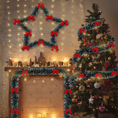 Red Ribbon Christmas Garland 2m 4m 8m Tinsel Decoration - Image 6