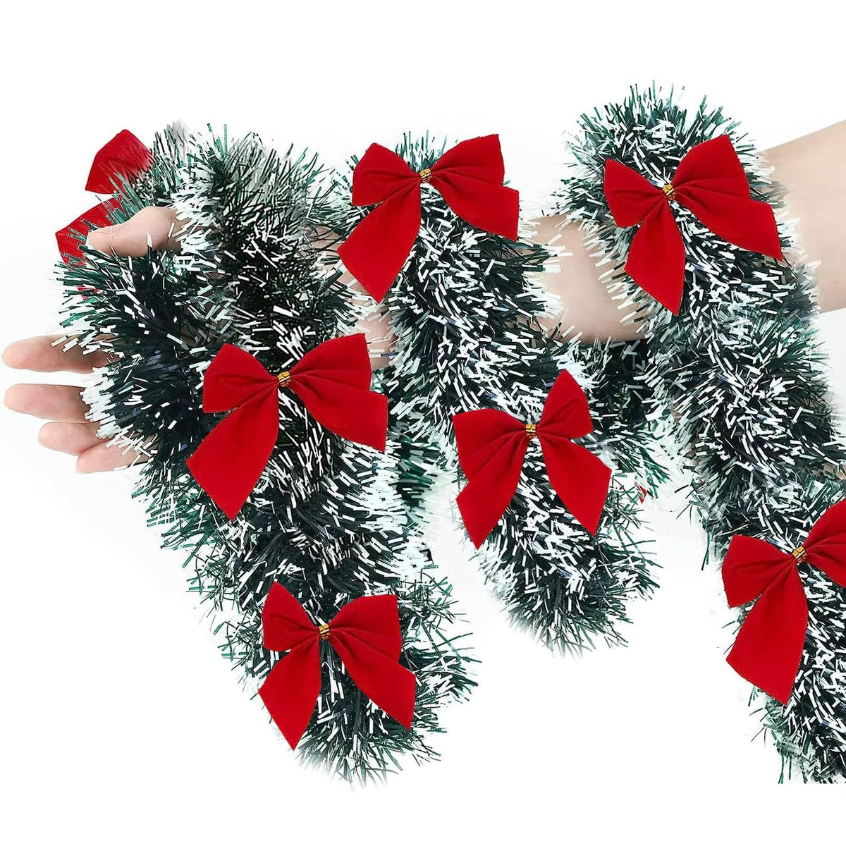 Red Ribbon Christmas Garland 2m 4m 8m Tinsel Decoration - Image 7