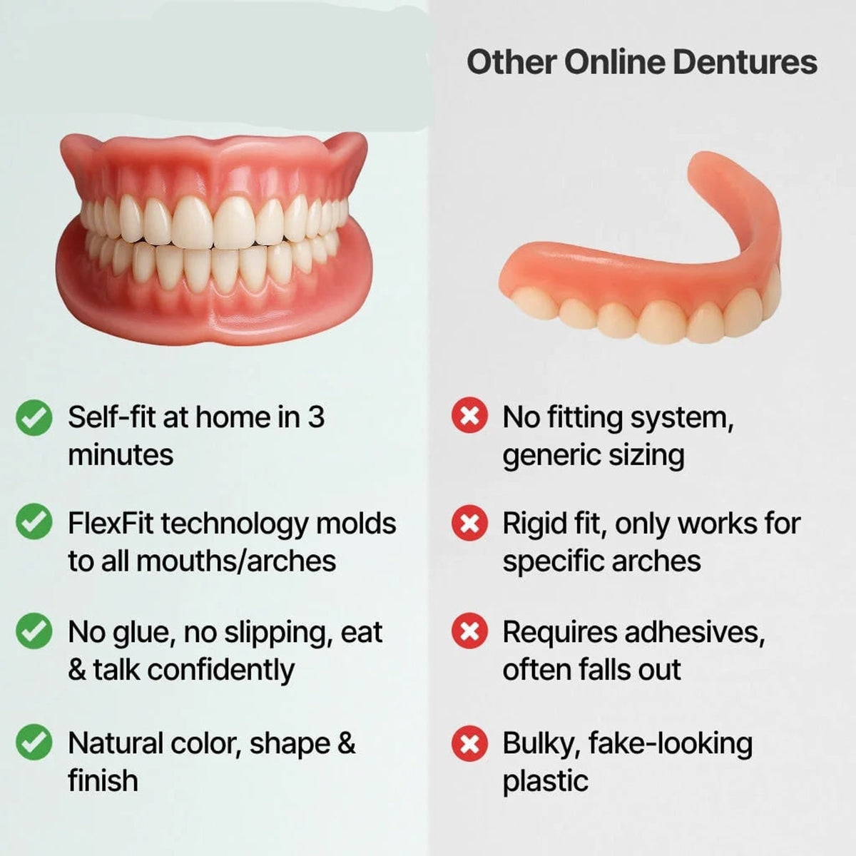 Removable Dentures With Flexible Cushion Grip Full Arch Set - Image 8