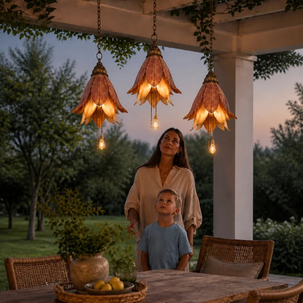 Resin Flower Pendant Lights Hanging Set - Image 5