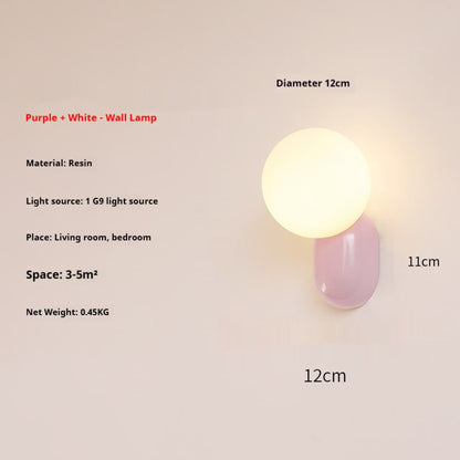 Resin Round Globe Wall Lamp With Frosted Glass Shade - Image 1