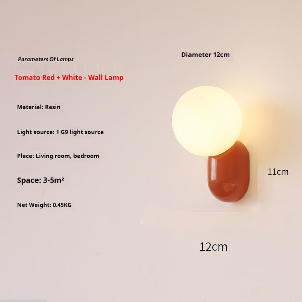 Resin Round Globe Wall Lamp With Frosted Glass Shade - Image 5