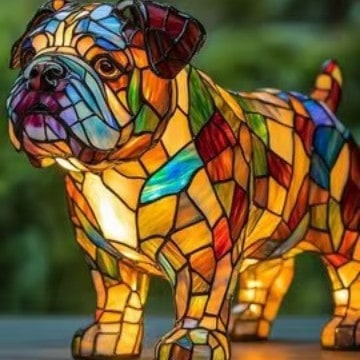 Resin Stained Glass Dog Lamp With Colourful Design - Image 13