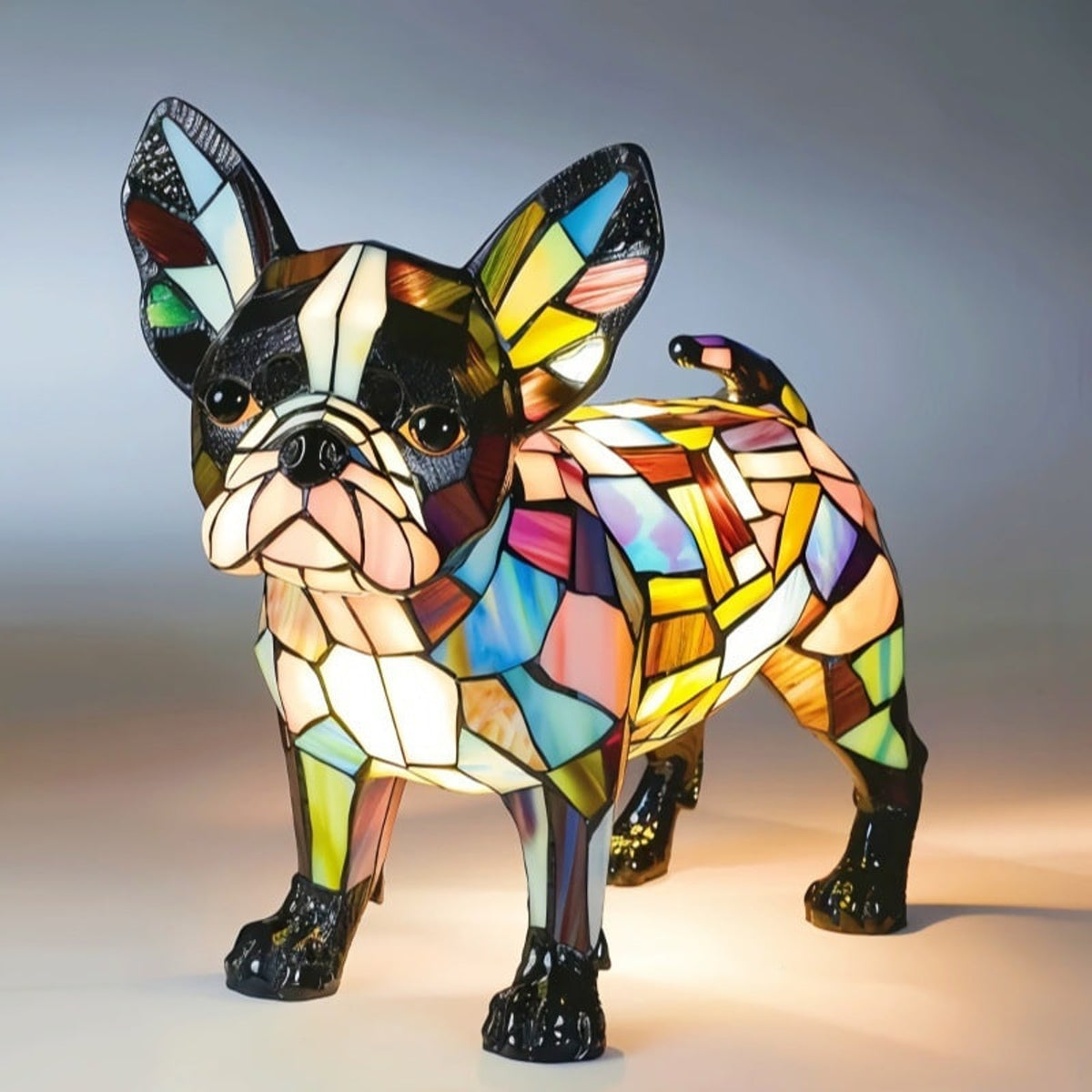Resin Stained Glass Dog Lamp With Colourful Design - Image 14