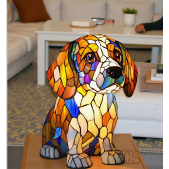 Resin Stained Glass Dog Lamp With Colourful Design - Image 18