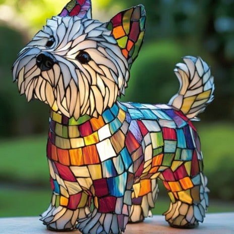Resin Stained Glass Dog Lamp With Colourful Design - Image 20