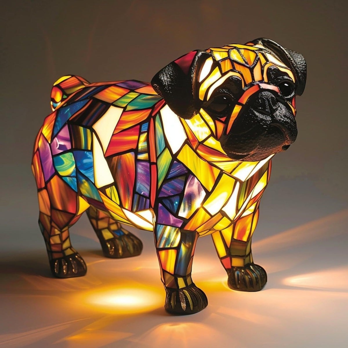 Resin Stained Glass Dog Lamp With Colourful Design - Image 23