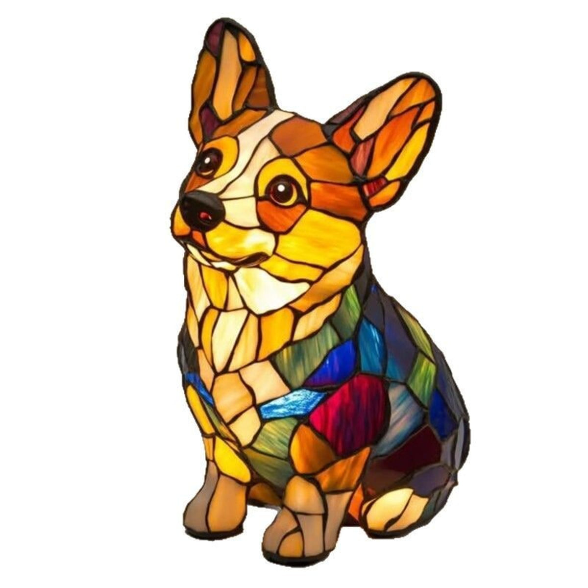 Resin Stained Glass Dog Lamp With Colourful Design - Image 25