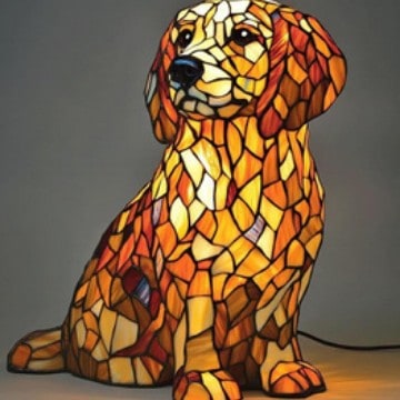 Resin Stained Glass Dog Lamp With Colourful Design - Image 26