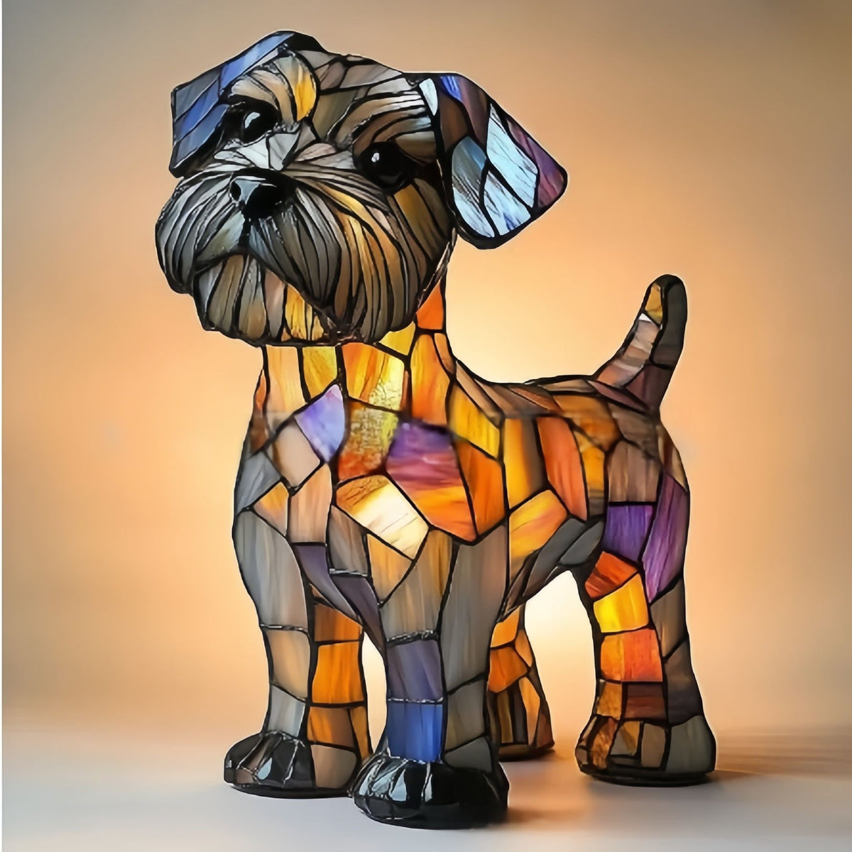 Resin Stained Glass Dog Lamp With Colourful Design - Image 28