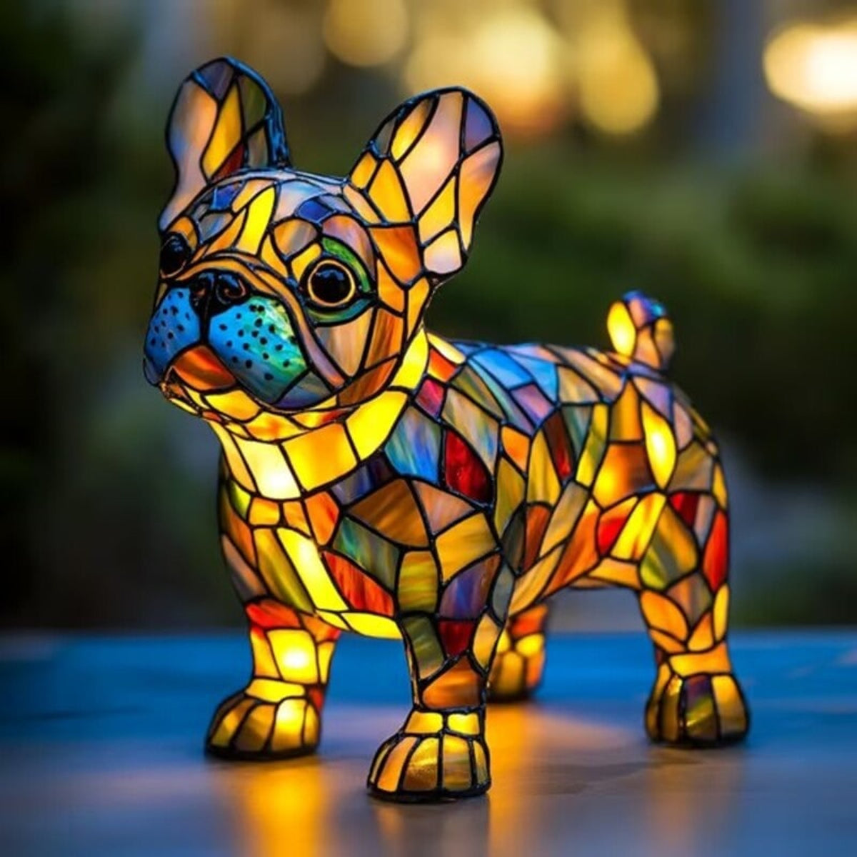Resin Stained Glass Dog Lamp With Colourful Design - Image 29