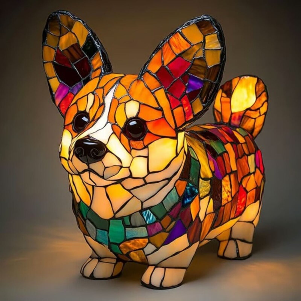 Resin Stained Glass Dog Lamp With Colourful Design - Image 30