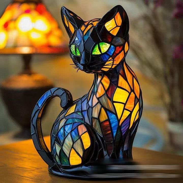 Resin Stained Glass Dog Lamp With Colourful Design - Image 32
