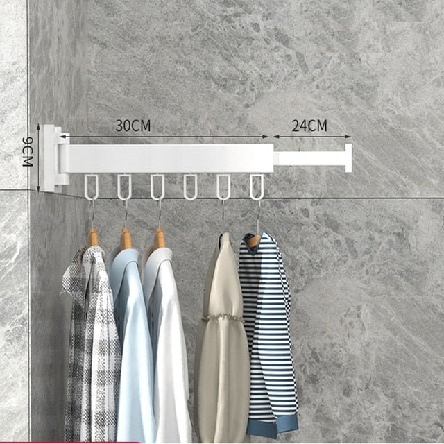Retractable Drying Rack Folding Wall-Mount Hanger With Cloth Design Space That Disappears When You're Done - Image 12
