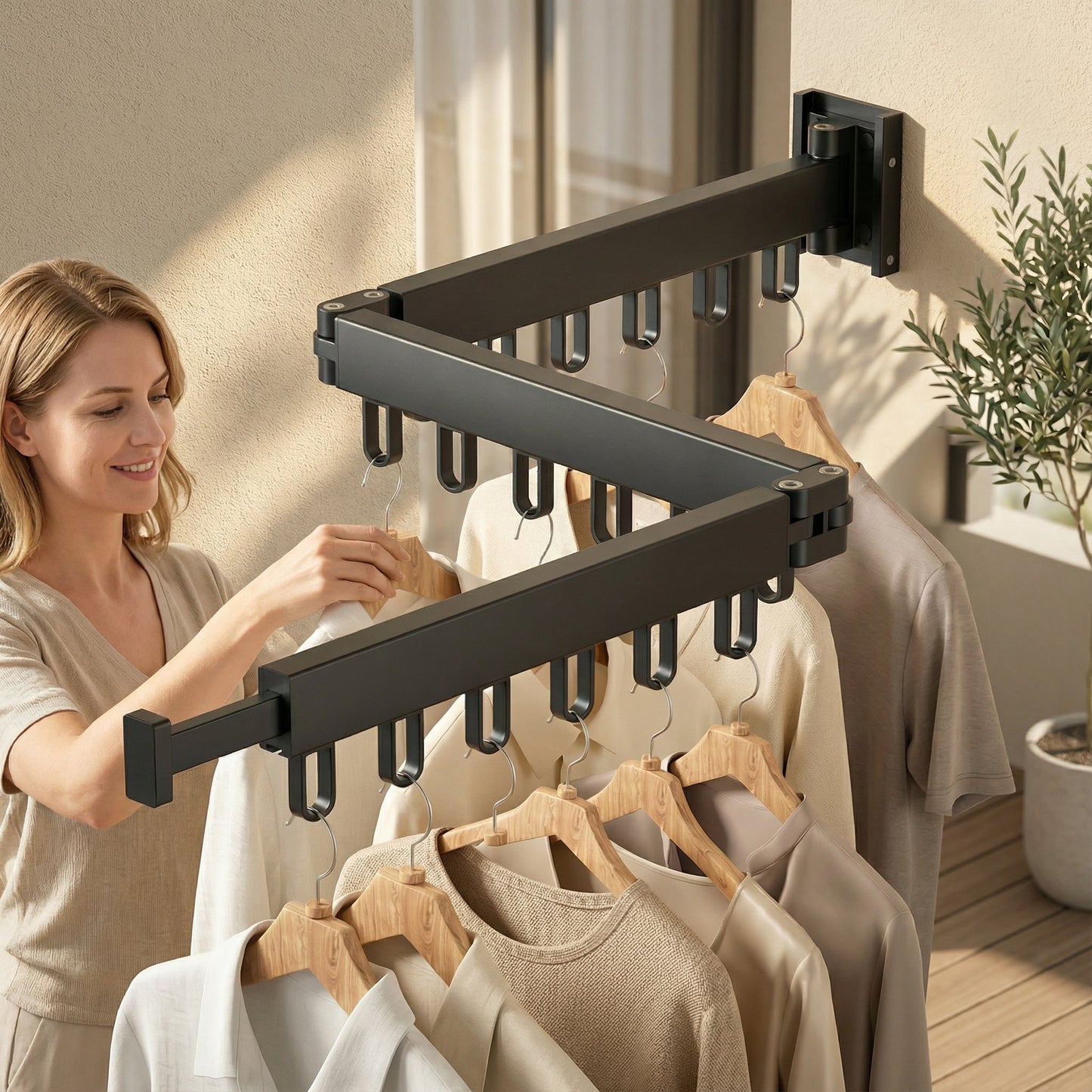 Retractable Wall Drying Rack With Foldable Design For Indoor And Outdoor Use - Image 6