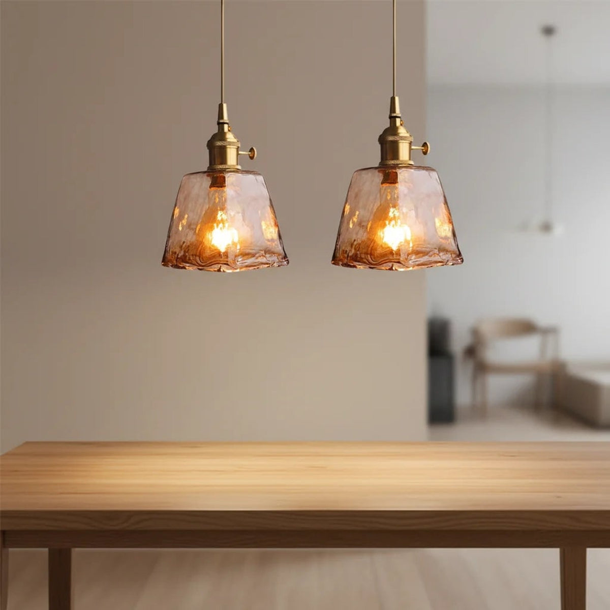 Retro Glass Pendant Light With Adjustable Height - Image 1
