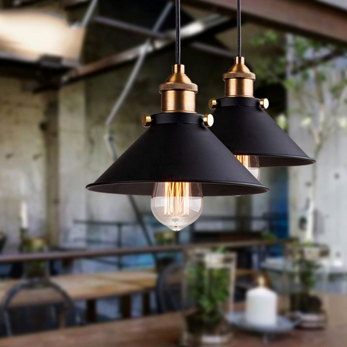 Retro Iron Pendant Chandelier With Conical Shade - Image 2