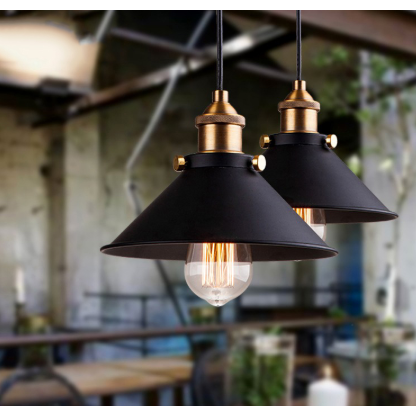 Retro Iron Pendant Chandelier With Conical Shade - Image 3